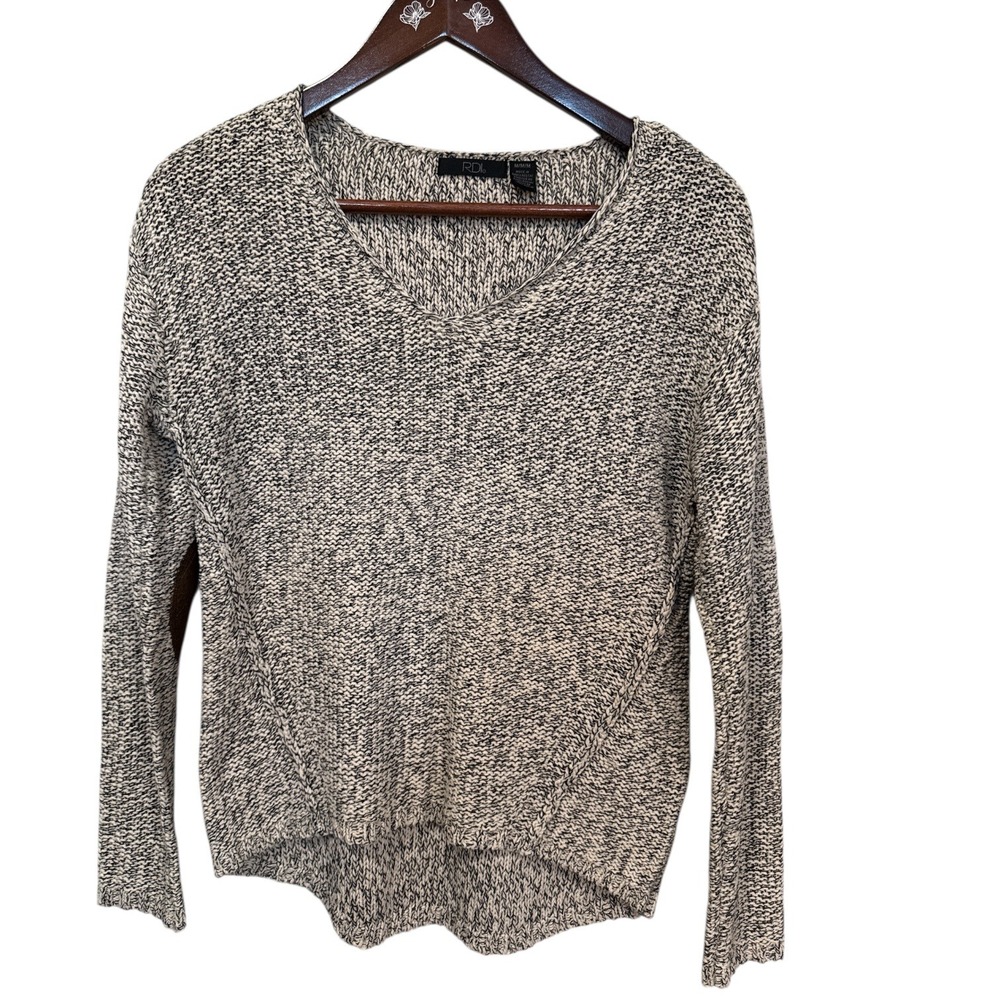 RDI Women's Speckled Knit V Neck‎ Sweater Elbow Patches Size M Academia Preppy